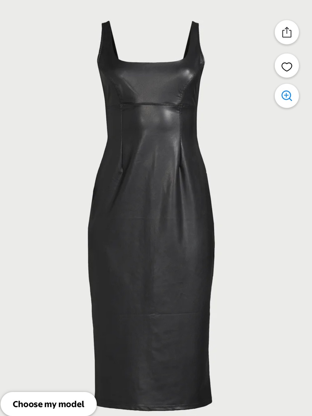 sofia by sofia vergara Black Faux Leather Midi Sheath Dress
